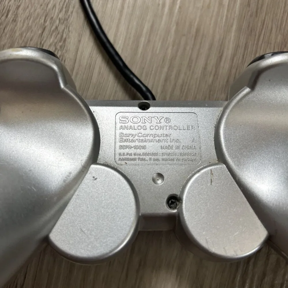 Sony Playstation 2 PS2 Controller OEM Silver Dualshock 2 SCPH-10010 Tested Works
